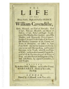 Title page for the Life of William Cavendish by Margaret Cavendish