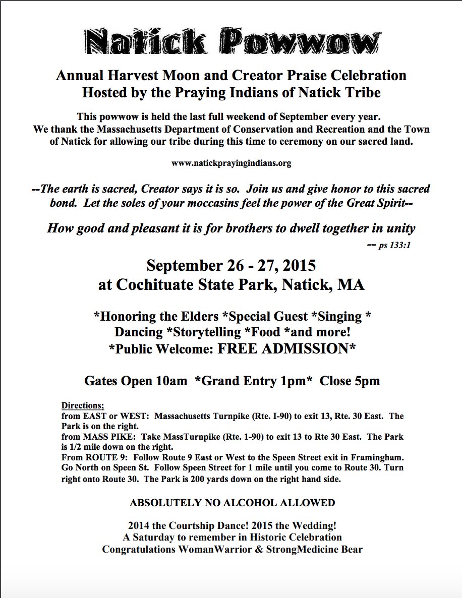 Flyer for 2015 Natick powwow